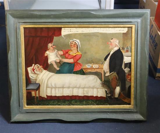 English School c.1800 Naive caricature My goodness gracious! Heas a Family Likeness for ye - its daddy all over with its mamanys n